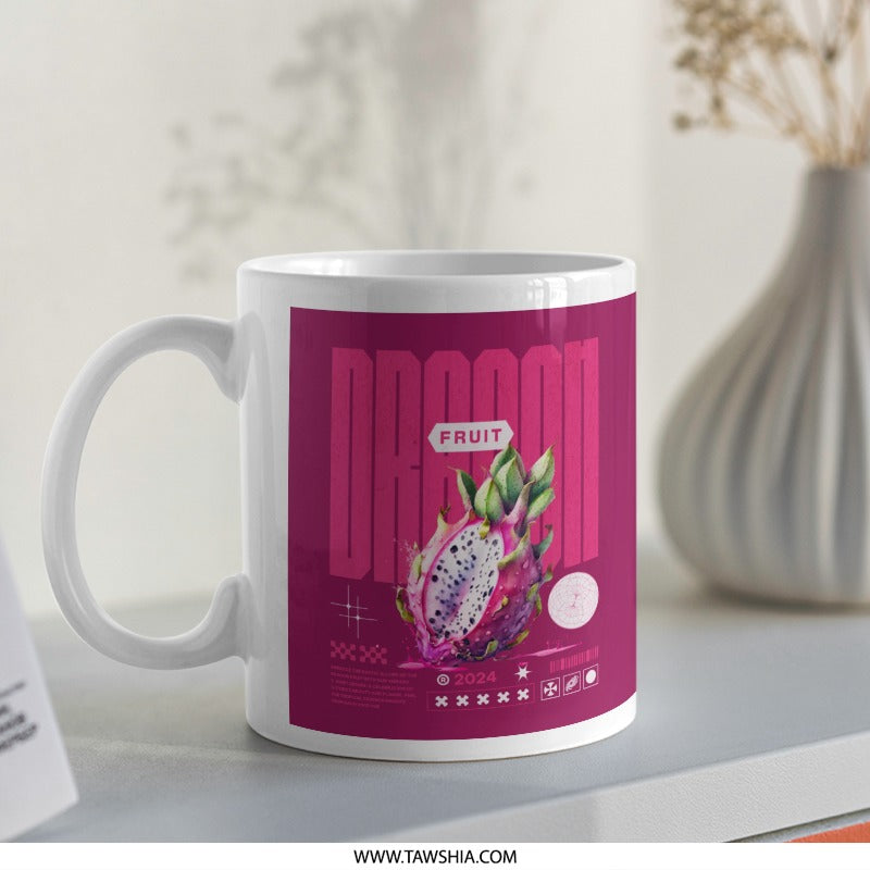 Pink Dragon Fruit Mug with Bold Graphic Design product