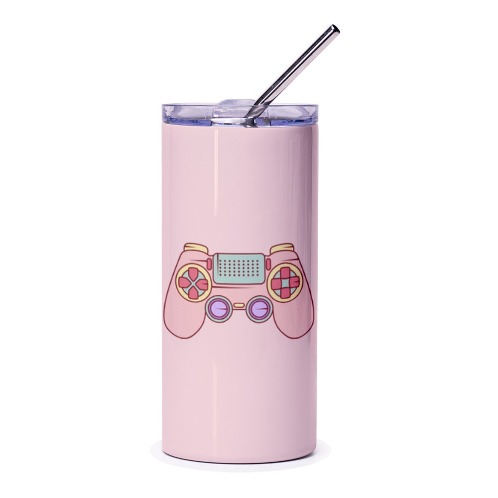 Pink Gaming Tumbler, Gamer Gift, Controller Design Cup, Video Game Lover Gift, Cute Gamer Girl Tumbler, Personalized Tumbler - Tawshia