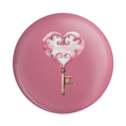 Heart Key Pinback Button, Pink Button, Love Button, Gift for Her, Valentine's Gift, Cute Button, Unique Button, Trendy Pin, Art Button - Tawshia