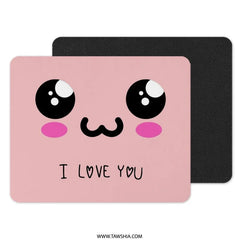 Kawaii I Love You Mouse Pad, Cute Aesthetic Mousepad, Pink Gaming Mat, Sweet Gift for Her, Unique Desk Accessory, Office Decor - Tawshia
