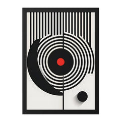 Geometric Wall Art, Modern Abstract Print, Minimalist Home Decor, Striking Black and White Design, Red Accent, Contemporary Art - Tawshia
