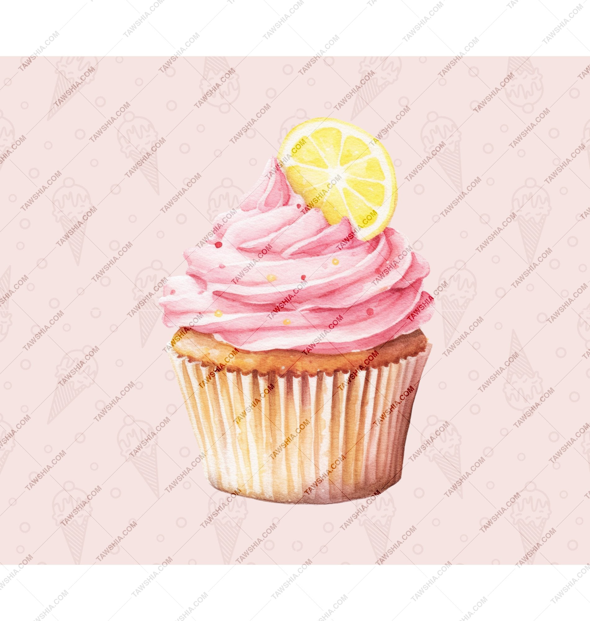 Delicious Pink Frosted Cupcake with Lemon Slice product type