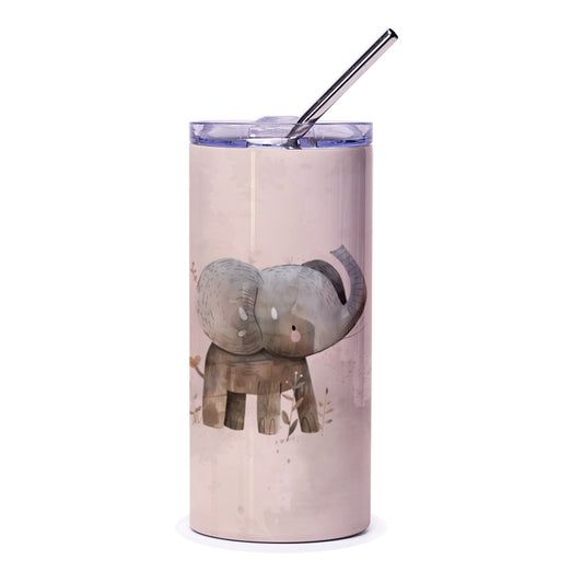 Cute Elephant Tumbler, Baby Animal Design, Kids Water Bottle, Unique Gift, Adorable Elephant Art, Stainless Steel Travel Tumbler, Gifts for - Tawshia