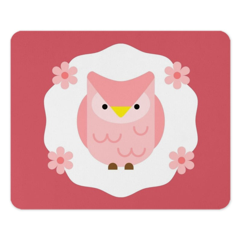 Pink Owl Mouse Pad, Cute Bird Desk Decor, Floral Computer Accessory, Unique Office Gift, Stylish Gaming Pad - Tawshia