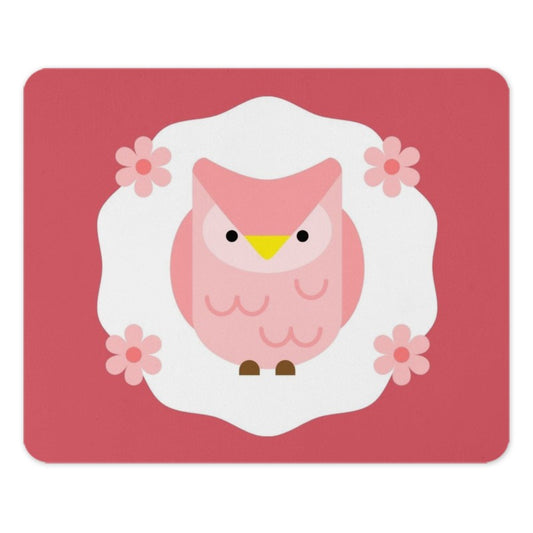 Pink Owl Mouse Pad, Cute Bird Desk Decor, Floral Computer Accessory, Unique Office Gift, Stylish Gaming Pad - Tawshia