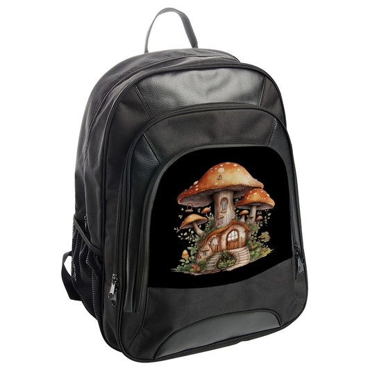 Mushroom House Backpack, Fantasy Cottagecore Backpack, Whimsical Fungi Backpack, Cute Backpack, Nature Lover Gift, Unique Design Backpack - Tawshia