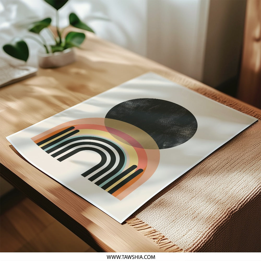 Abstract Rainbow Photographic Print, Boho Wall Art, Geometric Art Print, Minimalist Home Decor, Modern Art, Circle Print, Arch Wall Decor - Tawshia