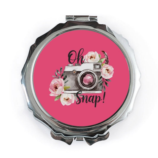 Oh Snap Floral Camera Pocket Mirror, Photography Lover Gift, Travel Mirror, Cute Makeup Mirror, Purse Mirror, Handbag Mirror - Tawshia