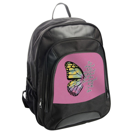 Butterfly Backpack, Inspirational Backpack, Floral Backpack, Motivational, Pink BackPack, Gift for Her, Butterfly Design - Tawshia