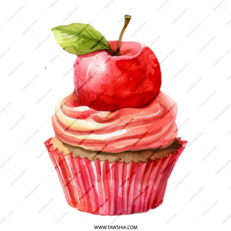 Apple Cupcake Mug, Watercolor Mug, Sweet Treat Coffee Mug, Dessert Lover Gift, Cute Mug, Unique Mug, Foodie Gift, Apple Art - Tawshia