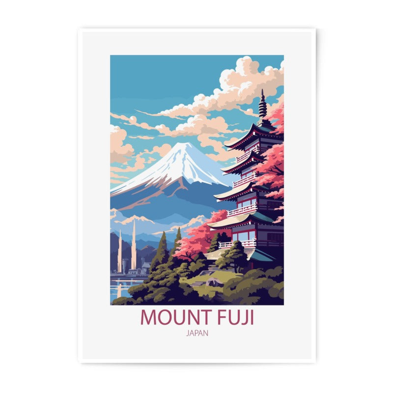 Mount Fuji Photographic Print, Japanese Pagoda Art, Japan Landscape Poster, Fuji Mountain Photo, Asian Wall Decor, Travel Photography - Tawshia