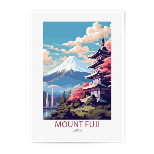 Mount Fuji Photographic Print, Japanese Pagoda Art, Japan Landscape Poster, Fuji Mountain Photo, Asian Wall Decor, Travel Photography - Tawshia