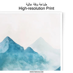 Mountain Lake Photographic Print, Serene Landscape Art, Nature Wall Decor, Moody Boat Scene, Peaceful Home Art, Minimalist Design - Tawshia