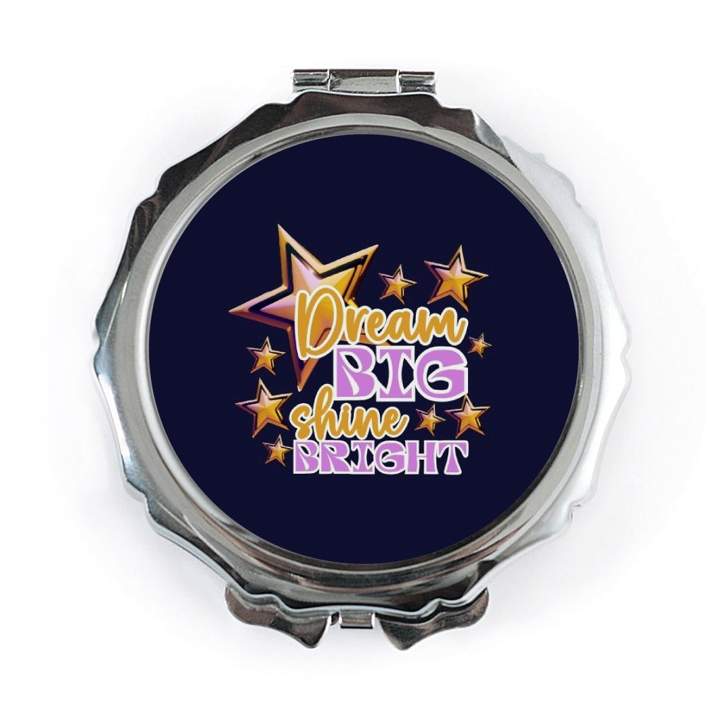 Dream Big Shine Bright Pocket Mirror, Inspirational Quote Mirror, Star Pocket Mirror, Motivational Gift, Cute Compact Mirror for Her - Tawshia