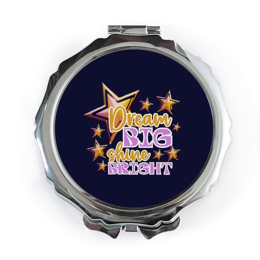Dream Big Shine Bright Pocket Mirror, Inspirational Quote Mirror, Star Pocket Mirror, Motivational Gift, Cute Compact Mirror for Her - Tawshia