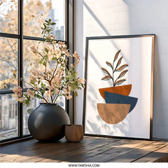 Minimalist Wall Art, Abstract Plant Print, Modern Home Decor, Geometric Art, Botanical Illustration, Scandinavian Wall Decor - Tawshia