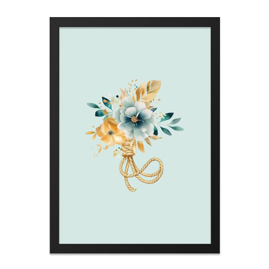 Floral Wall Art, Watercolor Bouquet Print, Botanical Illustration, Rope Decor, Trendy Home Decor, Elegant Flower Wall Decor - Tawshia