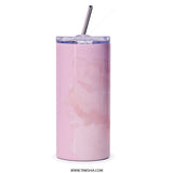 Brave and Strong Tumbler, Pink Ribbon Tumbler, Breast Cancer Awareness Tumbler, Support Gift, Inspirational Gift for Her, Tumbler with Straw - Tawshia