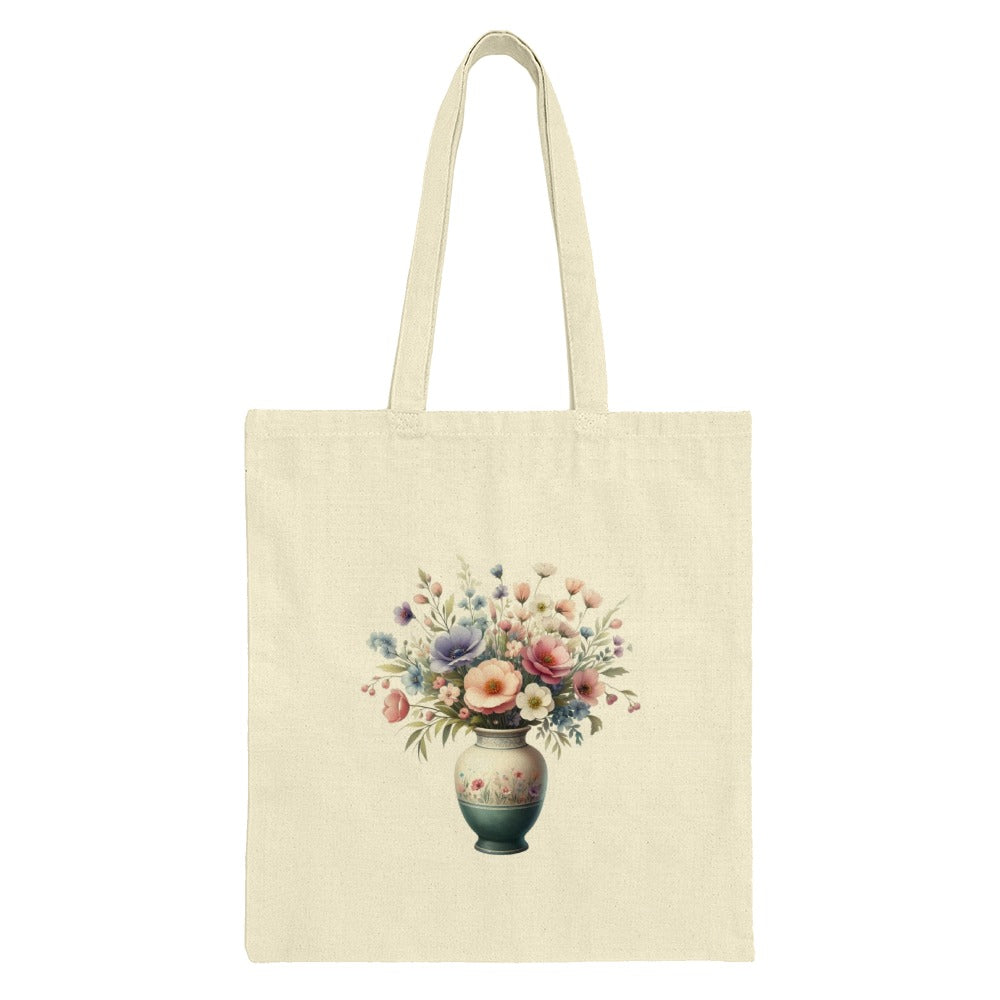 Floral Bouquet Tote Bag, Vase of Flowers Art Bag, Colorful Flower Design Tote, Gift for Her, Aesthetic Tote Bag, Watercolor Tote - Tawshia