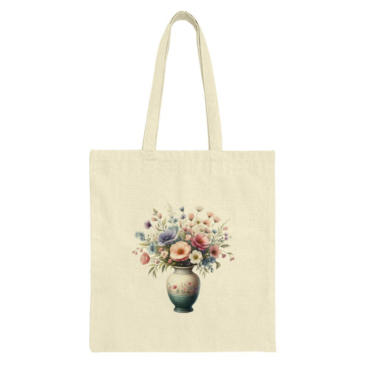 Floral Bouquet Tote Bag, Vase of Flowers Art Bag, Colorful Flower Design Tote, Gift for Her, Aesthetic Tote Bag, Watercolor Tote - Tawshia