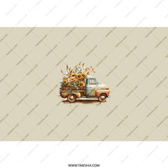 Sunflower Truck Tumbler, Farmhouse Tumbler, Rustic Truck Tumbler, Fall Tumbler, Floral Tumbler, Truck with Flowers, Country Style Tumbler - Tawshia