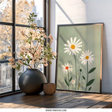 Daisy Wall Art Print, Floral Wall Decor, Botanical Illustration, Modern Flower Art, Minimalist Art Print, Home Decor, Gift Idea - Tawshia