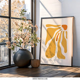 Abstract Shapes Wall Art, Ochre and Orange Print, Minimalist Art, Modern Art Print, Home Decor, Geometric Shapes Wall Decor - Tawshia