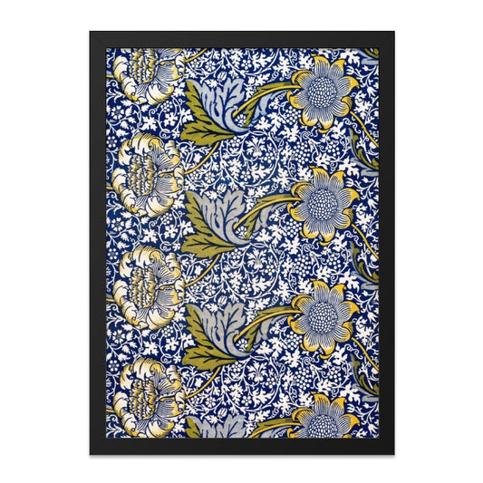 Floral Pattern Wall Art, Vintage Flower Decor, Blue Floral Print, Botanical Artwork, Classic Design, Home Decor, Aesthetic Wall Art - Tawshia