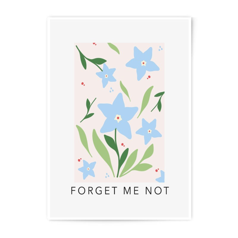 Forget Me Not Photographic Print, Floral Wall Art, Botanical Home Decor, Flower Illustration, Aesthetic Art Print - Tawshia