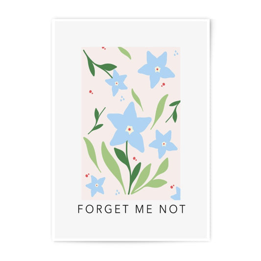 Forget Me Not Photographic Print, Floral Wall Art, Botanical Home Decor, Flower Illustration, Aesthetic Art Print - Tawshia