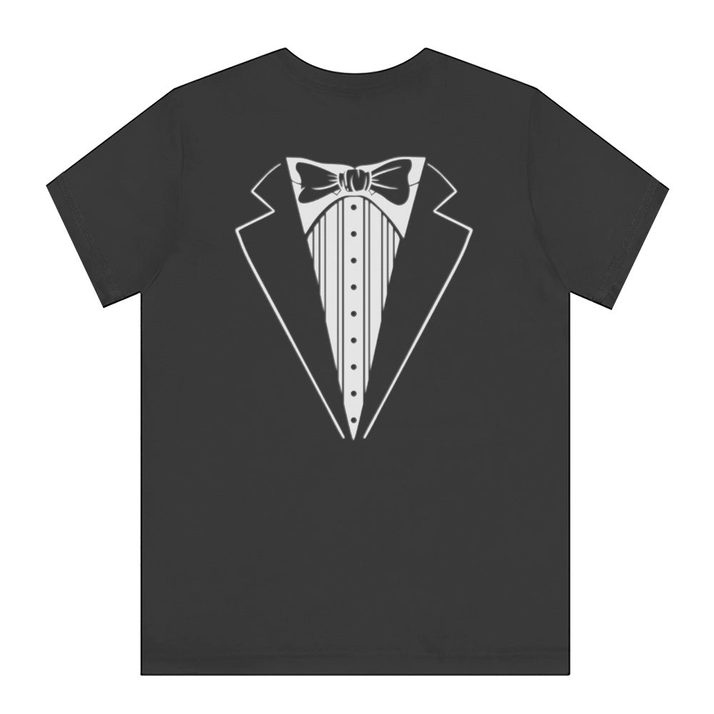 Stylish Black Tuxedo Print Short Sleeve Shirt product type