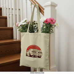 Retro Car Art Tote Bag, Japanese Car Design, JDM Inspired Gift, Car Lover Gift, Automotive Art, Cool Driver Gift - Tawshia