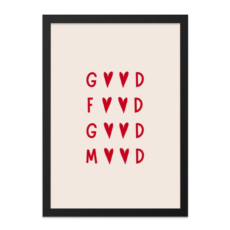 Good Food Good Mood Wall Art, Minimalist Print, Heart Art, Trendy Wall Decor, Positive Vibes Art, Modern Home Decor, Wall Art for Home - Tawshia