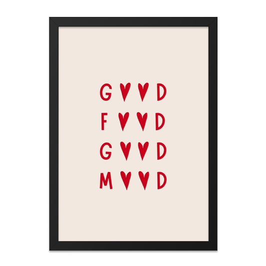 Good Food Good Mood Wall Art, Minimalist Print, Heart Art, Trendy Wall Decor, Positive Vibes Art, Modern Home Decor, Wall Art for Home - Tawshia
