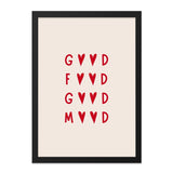 Good Food Good Mood Wall Art, Minimalist Print, Heart Art, Trendy Wall Decor, Positive Vibes Art, Modern Home Decor, Wall Art for Home - Tawshia