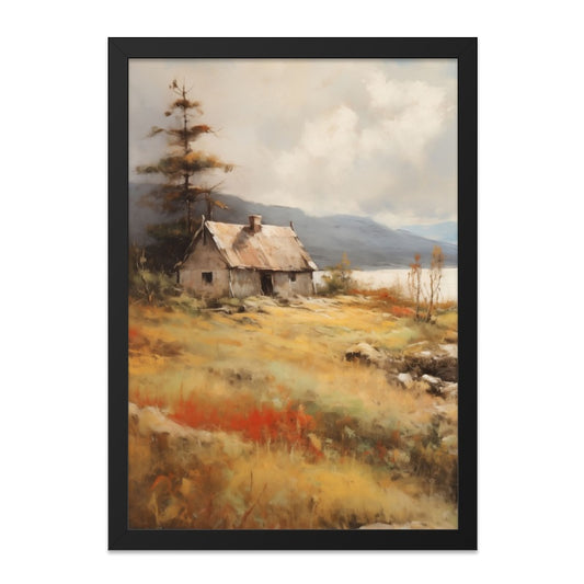 Rustic Cabin Wall Art, Country Cottage Painting, Landscape Wall Decor, Farmhouse Art Print, Mountain View Home Decor, Cozy Cabin Art - Tawshia