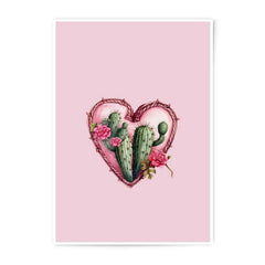 Cactus Heart Photographic Prints, Floral Cactus Art Print, Pink Cactus Decor, Romantic Wall Art, Desert Love Prints - Tawshia