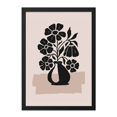 Floral Wall Art, Minimalist Flower Print, Black and Beige Poster, Modern Home Decor, Abstract Floral Art - Tawshia