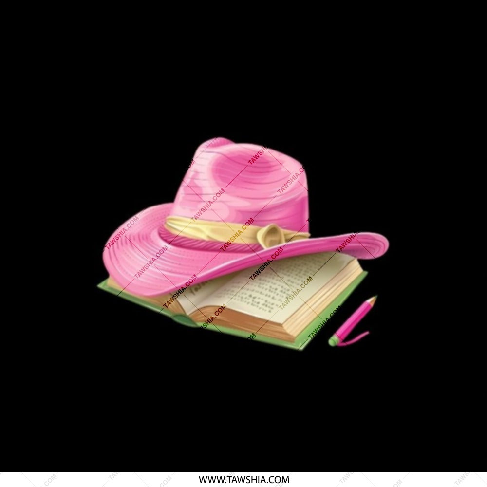 Pink Hat Pocket Mirror, Book And Pen Art, Portable Mirror, Trendy Accessories, Makeup Mirror, Gift For Her, Compact Mirror, Cowgirl Hat - Tawshia