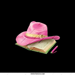 Pink Hat Pocket Mirror, Book And Pen Art, Portable Mirror, Trendy Accessories, Makeup Mirror, Gift For Her, Compact Mirror, Cowgirl Hat - Tawshia