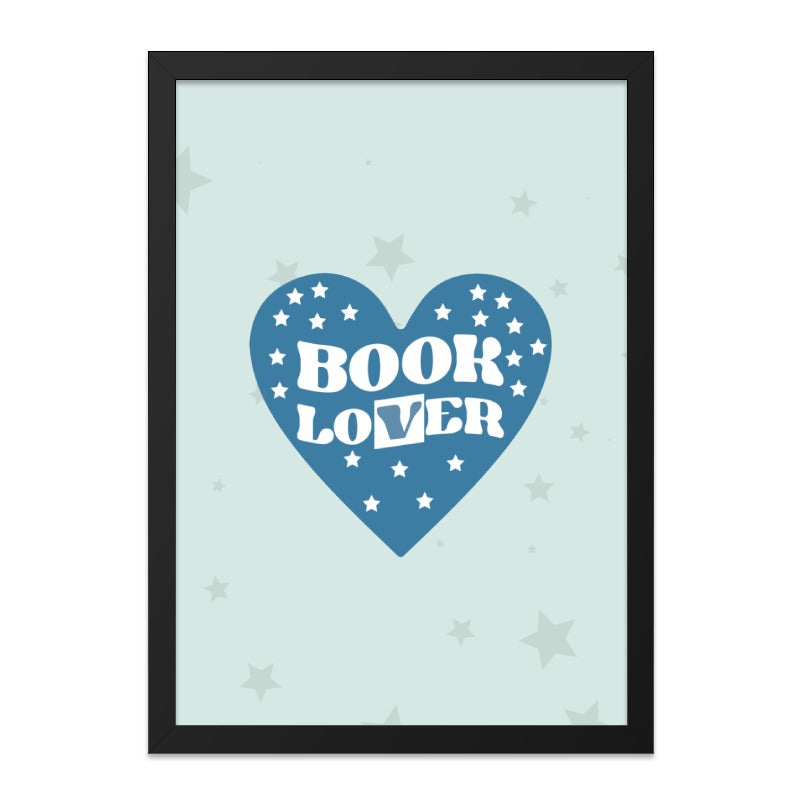 Book Lover Framed Wall Art, Heart with Stars, Reading Art, Bookworm Decor, Library Art, Gift for Readers, Home Decor, Ready to Hang - Tawshia
