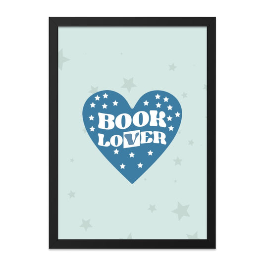 Book Lover Framed Wall Art, Heart with Stars, Reading Art, Bookworm Decor, Library Art, Gift for Readers, Home Decor, Ready to Hang - Tawshia