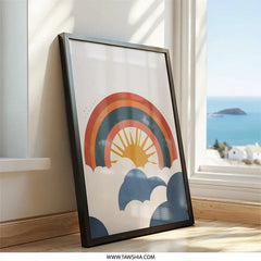 Boho Rainbow Wall Art, Sunshine Print, Cloudscape Home Decor, Abstract Landscape Poster, Modern Art Print, Stylish Wall Decor - Tawshia