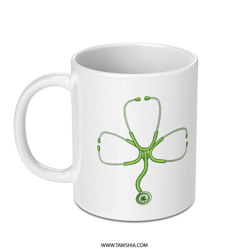 Green Stethoscope Shamrock Design Ceramic Mug product