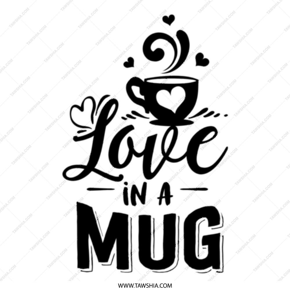 Love in a Mug Tote Bag, Coffee Lover Gift, Heart Graphic Tote, Cute Beverage Design, Everyday Bag, Reusable Shopping Bag - Tawshia