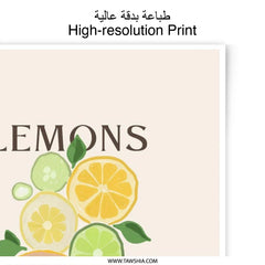 Lemons Photographic Print, Citrus Art Print, Kitchen Wall Decor, Fruit Illustration Print, Foodie Gift, Minimalist Art, Modern Print - Tawshia