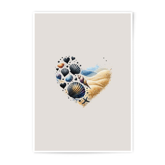 Seashell Heart Photographic Prints, Coastal Decor, Beach Art, Ocean Lover Gift, Nautical Wall Art, Sea Shell Print, Summer Vibes, Beach - Tawshia