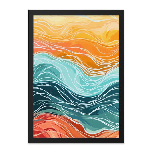 Abstract Wave Wall Art, Modern Art Print, Colorful Home Decor, Ocean Inspired Art, Contemporary Wall Decor, Stylish Art for Living Room - Tawshia