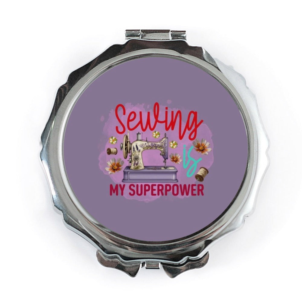 Sewing Is My Superpower Pocket Mirror, Dressmaker Gift, Seamstress Mirror, Sewing Machine Compact Mirror, Cute Sewing Gift - Tawshia