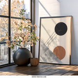 Abstract Geometric Wall Art, Modern Minimalist Print, Circle and Line Art, Contemporary Home Decor, Unique Wall Decor - Tawshia